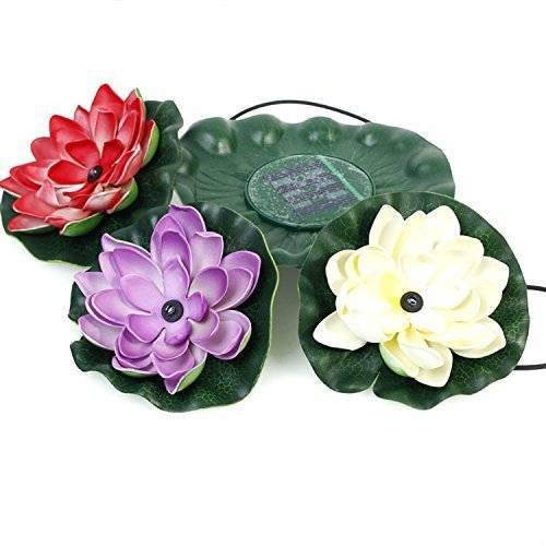 superdream Solar Power Energy Floating Lotus Flower LED Accent Lig...