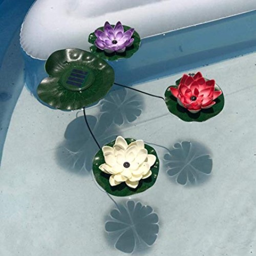 superdream Solar Power Energy Floating Lotus Flower LED Accent Lig...
