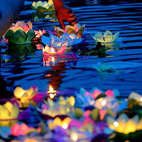 superdream Solar Power Energy Floating Lotus Flower LED Accent Lig...