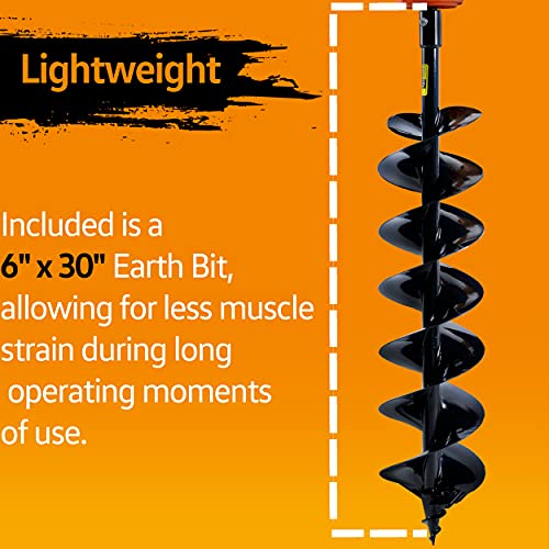 SuperHandy Earth Auger Power Head w/Steel 6x30 Bit Ultra Duty Ec...