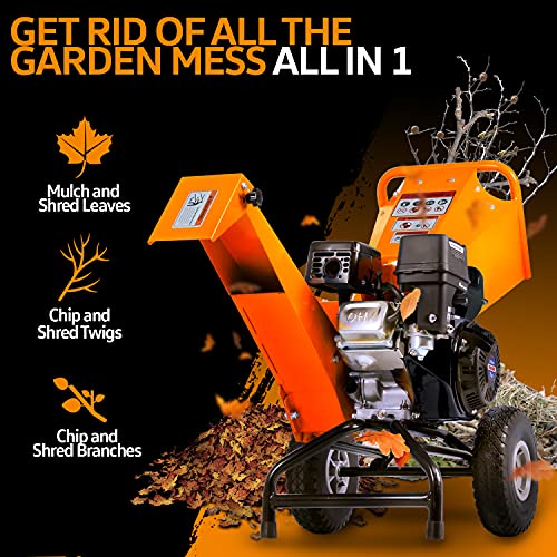 SuperHandy Wood Chipper Shredder Mulcher 7HP 212cc Engine Heavy Du...