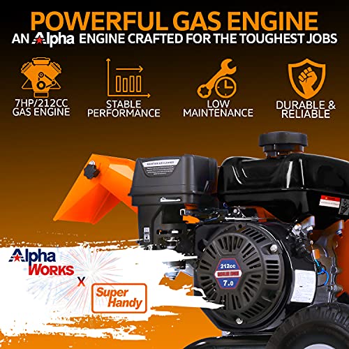 SuperHandy Wood Chipper Shredder Mulcher 7HP 212cc Engine Heavy Du...