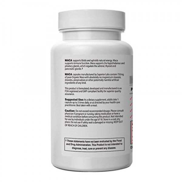 Superior Labs Organic Peruvian Maca 100% Pure NonGMO - Zero Synthe...