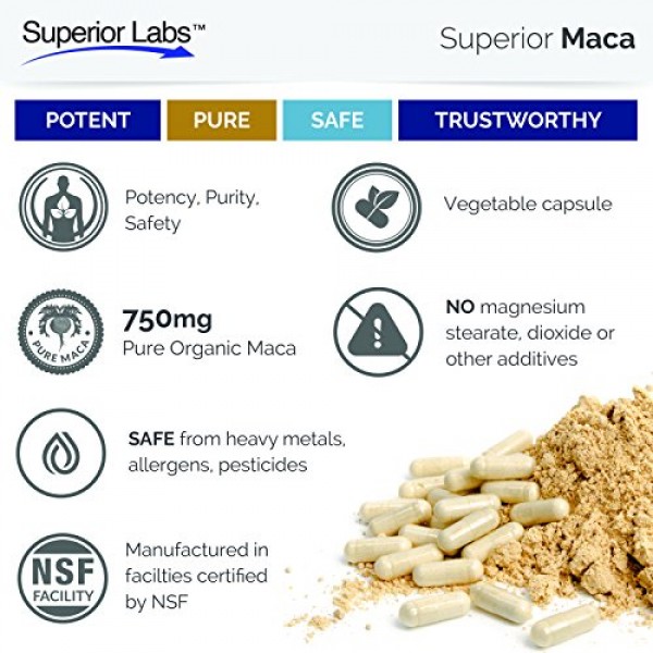 Superior Labs Organic Peruvian Maca 100% Pure NonGMO - Zero Synthe...