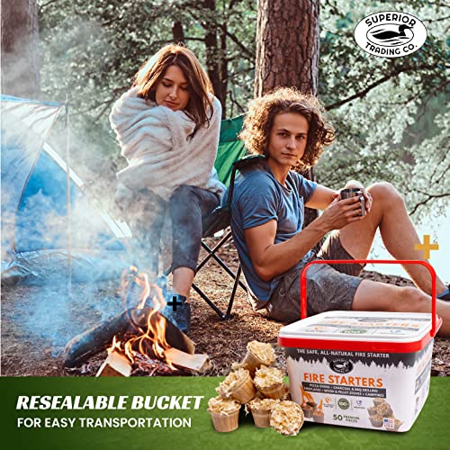 Superior Trading Fire Starter Pods in Plastic Bucket - Fire Starte...