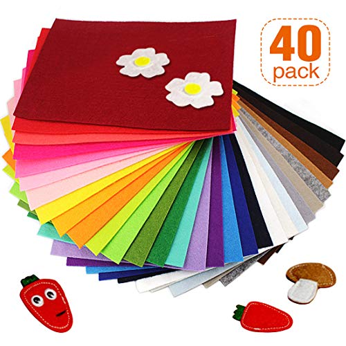 Superise Felt Fabric Sheets 40PCS Felt Fabric Sheets Patchwork Sew...