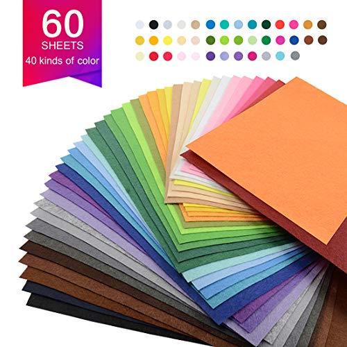 Superise Felt Fabric Sheets 60PCS Felt Fabric Sheets Patchwork Sew...