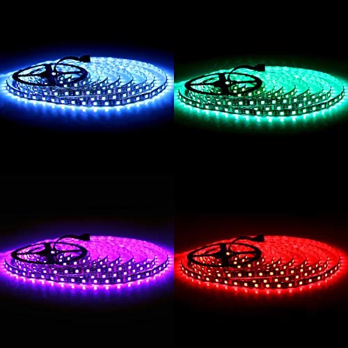 SUPERNIGHT - Black PCB 5050 RGB LED Strip -,16.4ft 60Leds/M, 300 L...