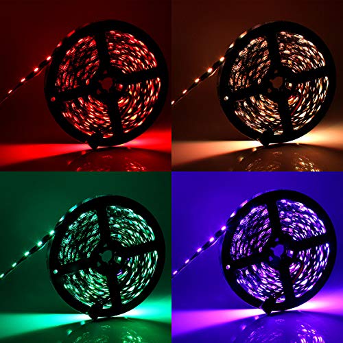 SUPERNIGHT - Black PCB 5050 RGB LED Strip -,16.4ft 60Leds/M, 300 L...