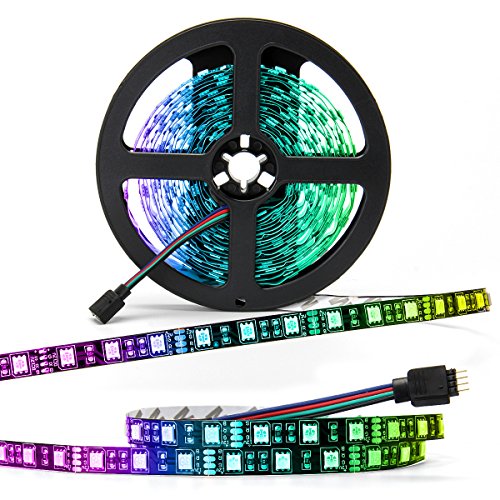 SUPERNIGHT - Black PCB 5050 RGB LED Strip -,16.4ft 60Leds/M, 300 L...
