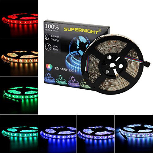 SUPERNIGHT LED Strip Lights, 16.4FT 5M SMD 5050 Waterproof 300LEDs...