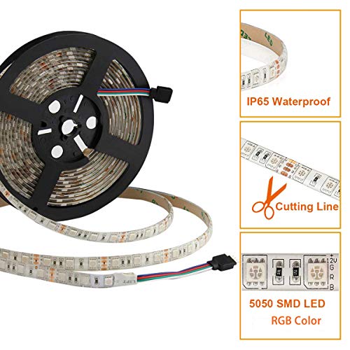 SUPERNIGHT LED Strip Lights, 16.4FT 5M SMD 5050 Waterproof 300LEDs...