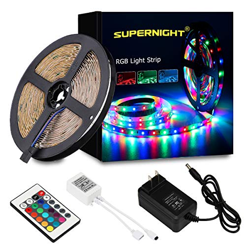 SUPERNIGHT LED Strip Lights - 5M/16.4 Ft SMD 3528 RGB 300 LED Colo...