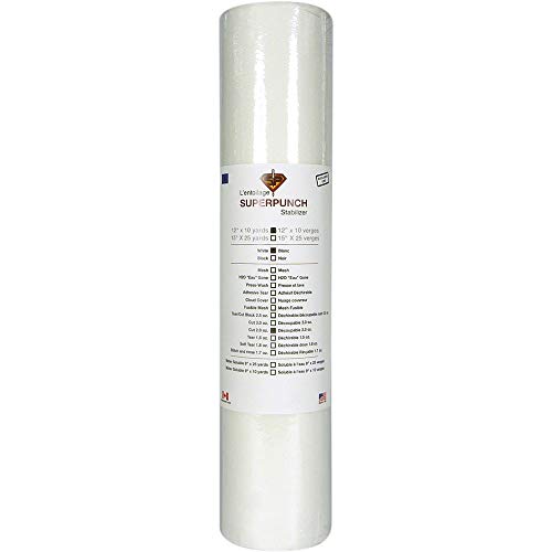 Cut Away Stabilizer White 2.0 oz 12 inch x 10 Yard Roll. SuperStab...