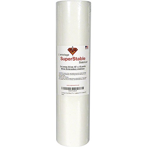 Cut Away Stabilizer White 2.0 oz 12 inch x 10 Yard Roll. SuperStab...