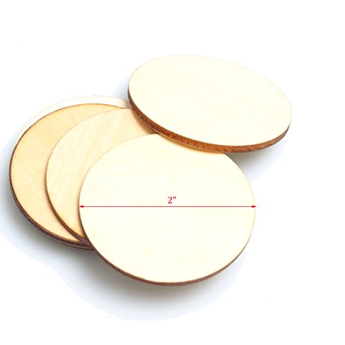 1.96 50mm Wooden Discs 100pcs Unfinished Round Wooden Circles B...