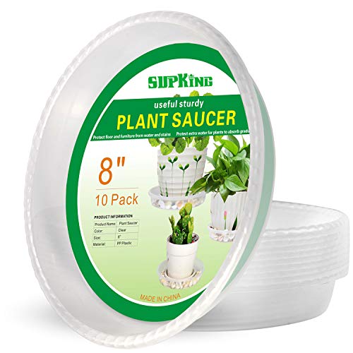 SupKing Plant Saucers 10 Pack of 8 Inch,Sturdy Plastic Plant Drip ...