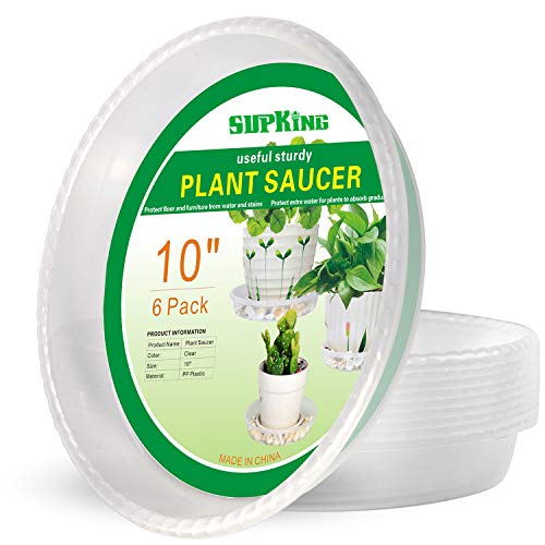 SupKing Plant Saucers 6 Pack of 10 Inch,Sturdy Plastic Plant Drip ...