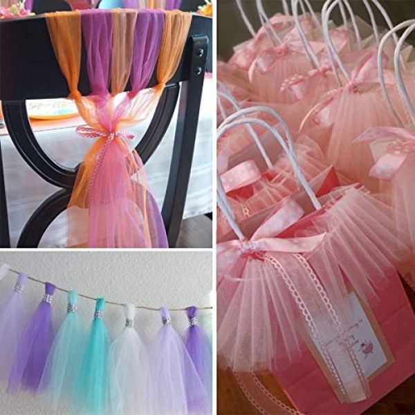 Supla 8 Colors Rainbow Tulle Rolls Tulle Netting Fabric Spool in 6...