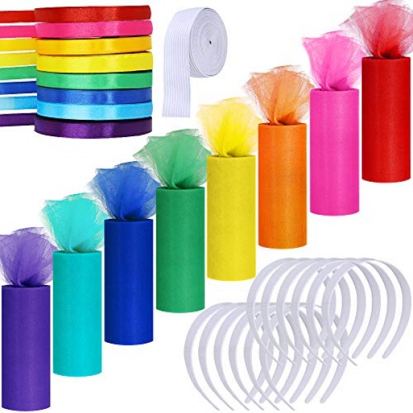 Supla 8 Colors Rainbow Tulle Rolls Tulle Netting Fabric Spool in 6...