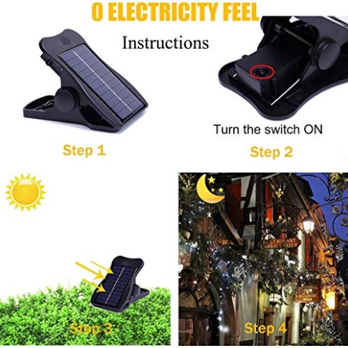 Solar Patio Umbrella Lights Cordless Parasol String Lights With Cl...