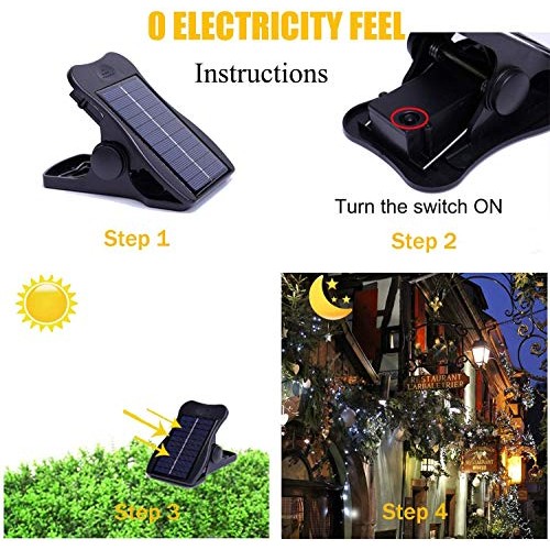 Solar Patio Umbrella Lights Cordless Parasol String Lights With Cl...