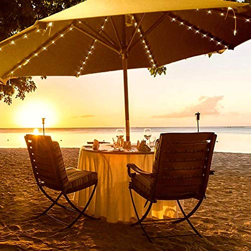 Solar Patio Umbrella Lights Cordless Parasol String Lights With Cl...
