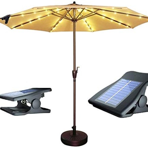 Solar Patio Umbrella Lights Cordless Parasol String Lights With Cl...