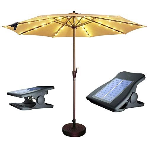 Solar Patio Umbrella Lights Cordless Parasol String Lights With Cl...