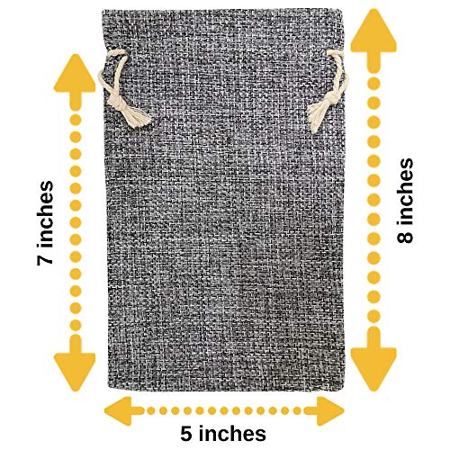50 Gray Burlap Bags with Drawstring, 5x8 Inch 5x7 Internal Gift ...