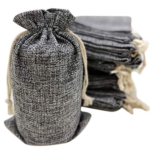 50 Gray Burlap Bags with Drawstring, 5x8 Inch 5x7 Internal Gift ...