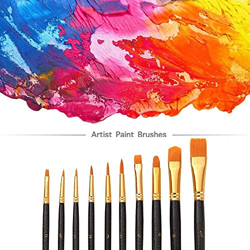 Suproot Paint Brushes Set, 10pcs Paintbrushes Flat/Shader Tip for ...