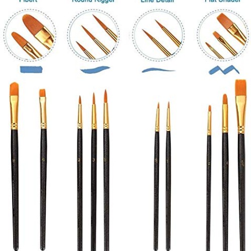 Suproot Paint Brushes Set, 10pcs Paintbrushes Flat/Shader Tip for ...