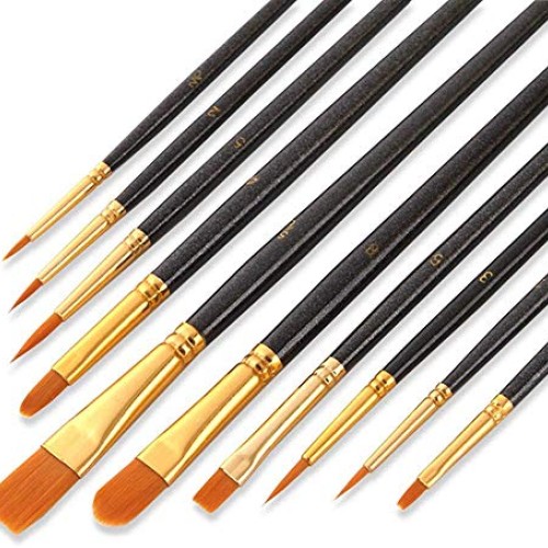 Suproot Paint Brushes Set, 10pcs Paintbrushes Flat/Shader Tip for ...