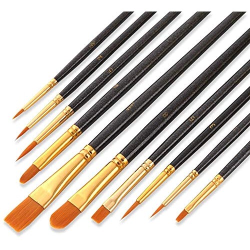Suproot Paint Brushes Set, 10pcs Paintbrushes Flat/Shader Tip for ...