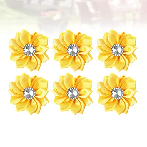 SUPVOX 20pcs Chiffon Flower Rhinestone Chiffon Flowers Ribbon Bows...