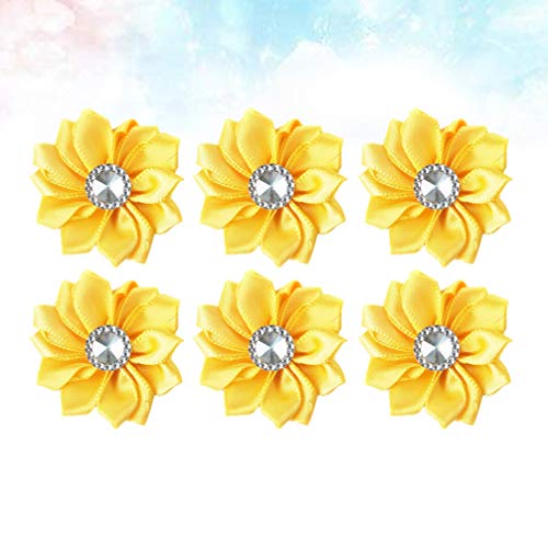 SUPVOX 20pcs Chiffon Flower Rhinestone Chiffon Flowers Ribbon Bows...