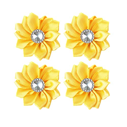 SUPVOX 20pcs Chiffon Flower Rhinestone Chiffon Flowers Ribbon Bows...