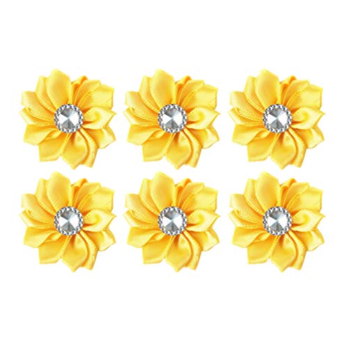 SUPVOX 20pcs Chiffon Flower Rhinestone Chiffon Flowers Ribbon Bows...