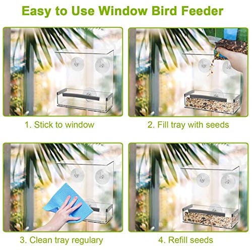 SUQ I OME Outdoor Wild Window Bird Feeder with Strong Suction Cups...
