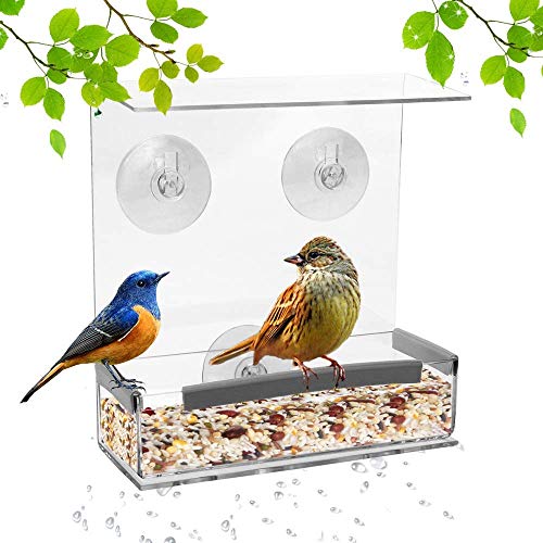 SUQ I OME Outdoor Wild Window Bird Feeder with Strong Suction Cups...