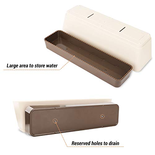 SUREAM Window Box Planter, 3 Pack 12x3.8 Inch Rectangle Herb Plant...
