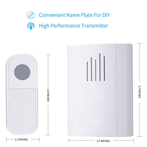 Wireless Doorbell,Waterproof Door Chime Kit Operating 1300 feet wi...