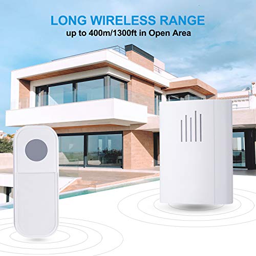 Wireless Doorbell,Waterproof Door Chime Kit Operating 1300 feet wi...