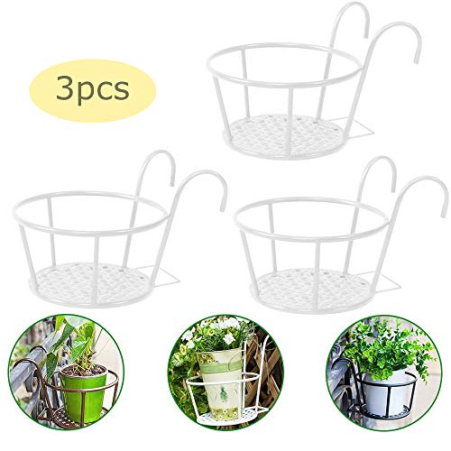 Suruc - Balcony Flower Shelf Stand Metal Garden Flower Basket Hold...