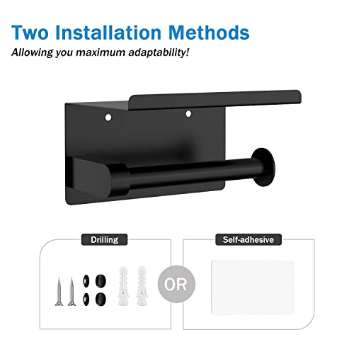 Self Adhesive Toilet Paper Holder with Phone Shelf, Wall Mounted T...