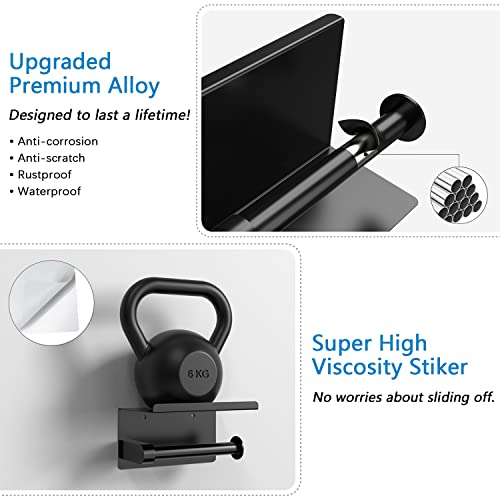 Self Adhesive Toilet Paper Holder with Phone Shelf, Wall Mounted T...