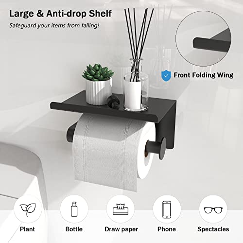 Self Adhesive Toilet Paper Holder with Phone Shelf, Wall Mounted T...