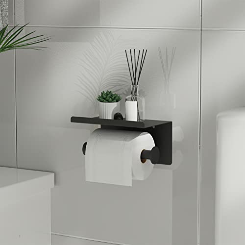 Self Adhesive Toilet Paper Holder with Phone Shelf, Wall Mounted T...