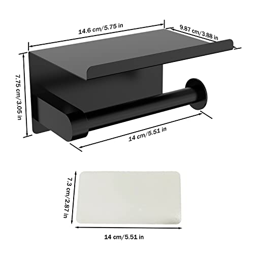 Self Adhesive Toilet Paper Holder with Phone Shelf, Wall Mounted T...